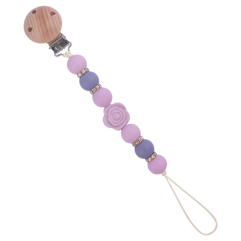 Nuevo bebé de dibujos animados de doble cara Rosa mordedor creativo DIY flash cuentas de ladrillo silicona mordedura pezón cadena anti-caída