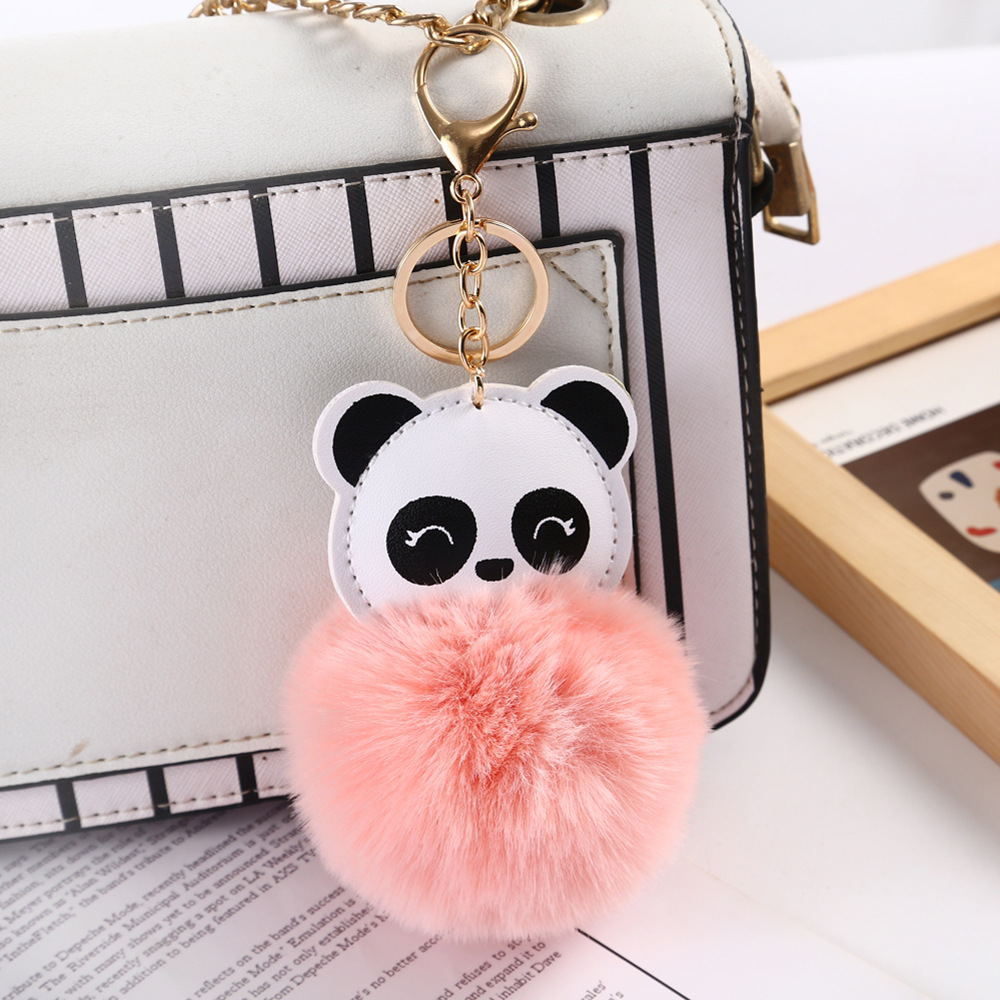 Cute Panda Pu Leather Alloy Plush Plating Bag Pendant Keychain display picture 7