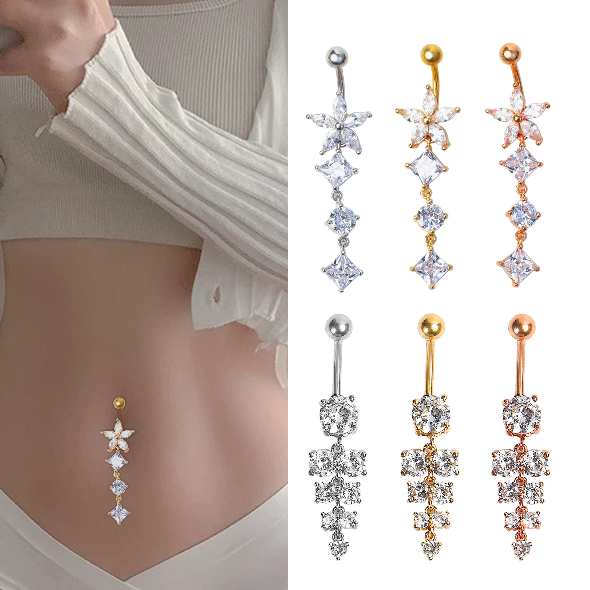 Exquisite Star-shaped Geometric Belly Button Ring For Women_voghion.com