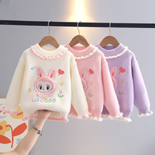 女童毛衣秋冬2025新款冬季加厚毛线衣儿童针织衫中大童加绒打底衫