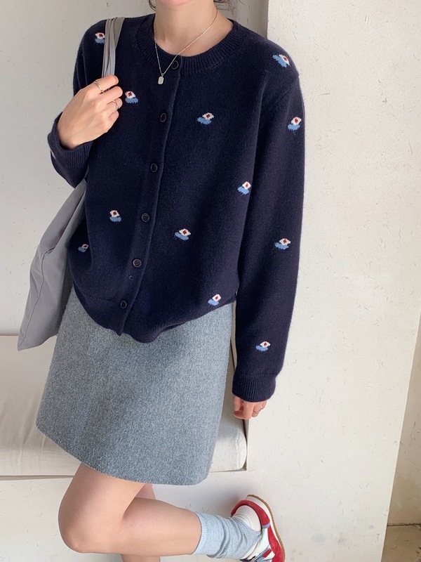 秋日琥珀流光系复古氛围感穿搭开衫毛衣女25款提花细针织外套ZDJ8|undefined