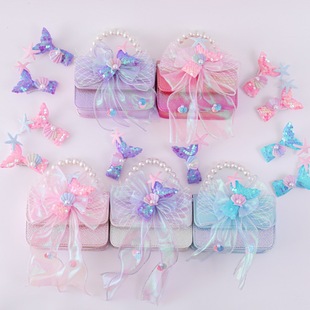 2025 new spring and summer sequin pearl handbag for women small bag cute butterfly princess bag accessories coin wallet