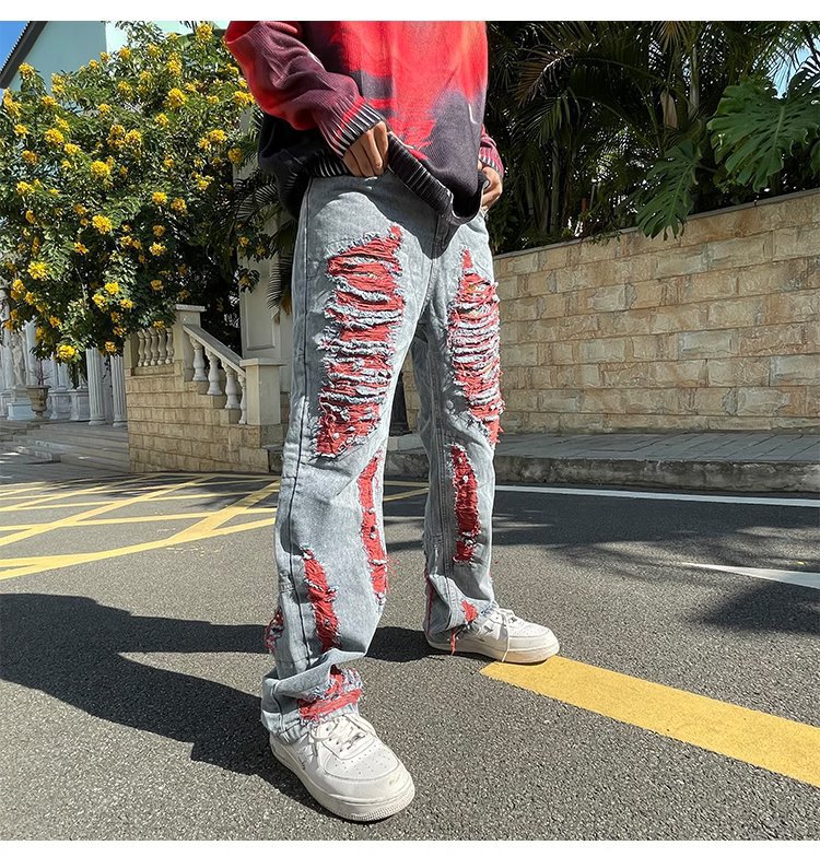 Ripped Straight-leg Jeans