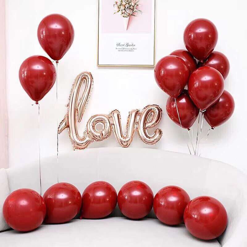10 pulgadas doble corazón granada globo rojo corazón gemas globo de látex rojo boda decoración de la habitación