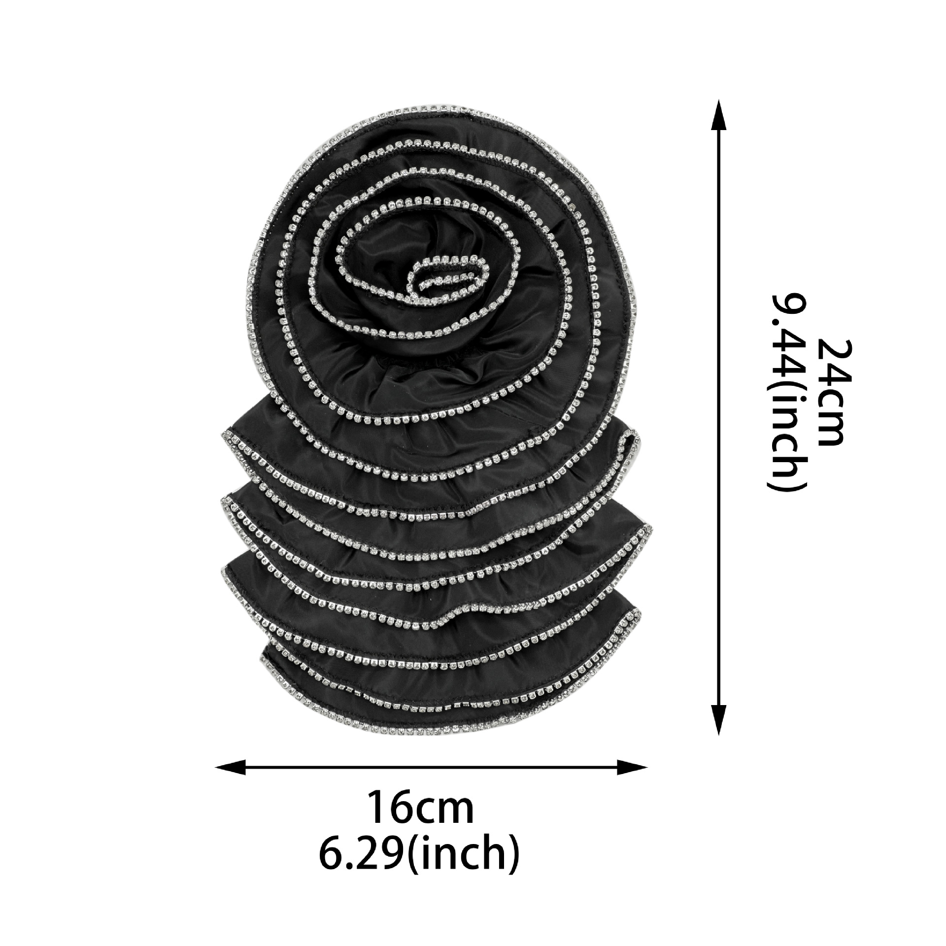 Nueva tela de alta calidad en blanco y negro multicapa clavos tridimensionales perforación flor vestido tocado para el cabello joyas hechas a mano