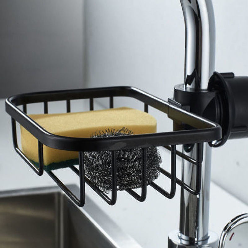 Espacio de almacenamiento de cocina estante de almacenamiento de grifo de aluminio casa anti-óxido fregadero del hogar esponja drenaje colgante cesta fregadero