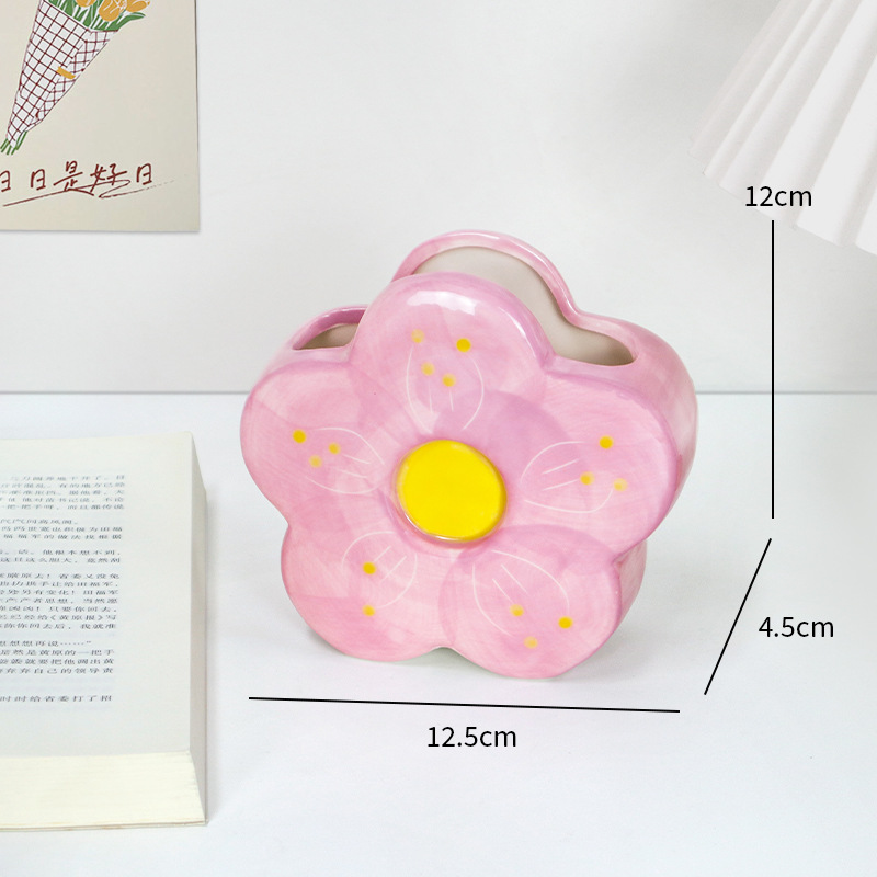 보라색 꽃 펜 홀더