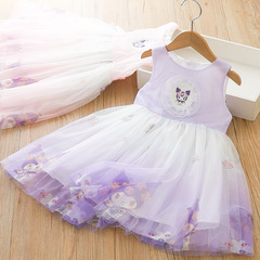 女童庫洛米連衣裙夏2024新款小女孩公主裙無袖韓版超仙氣紗裙