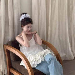 シックで美しいレイヤード甘辛レースサスペンダースカート2025春新デザインベストノースリーブトップ女性用