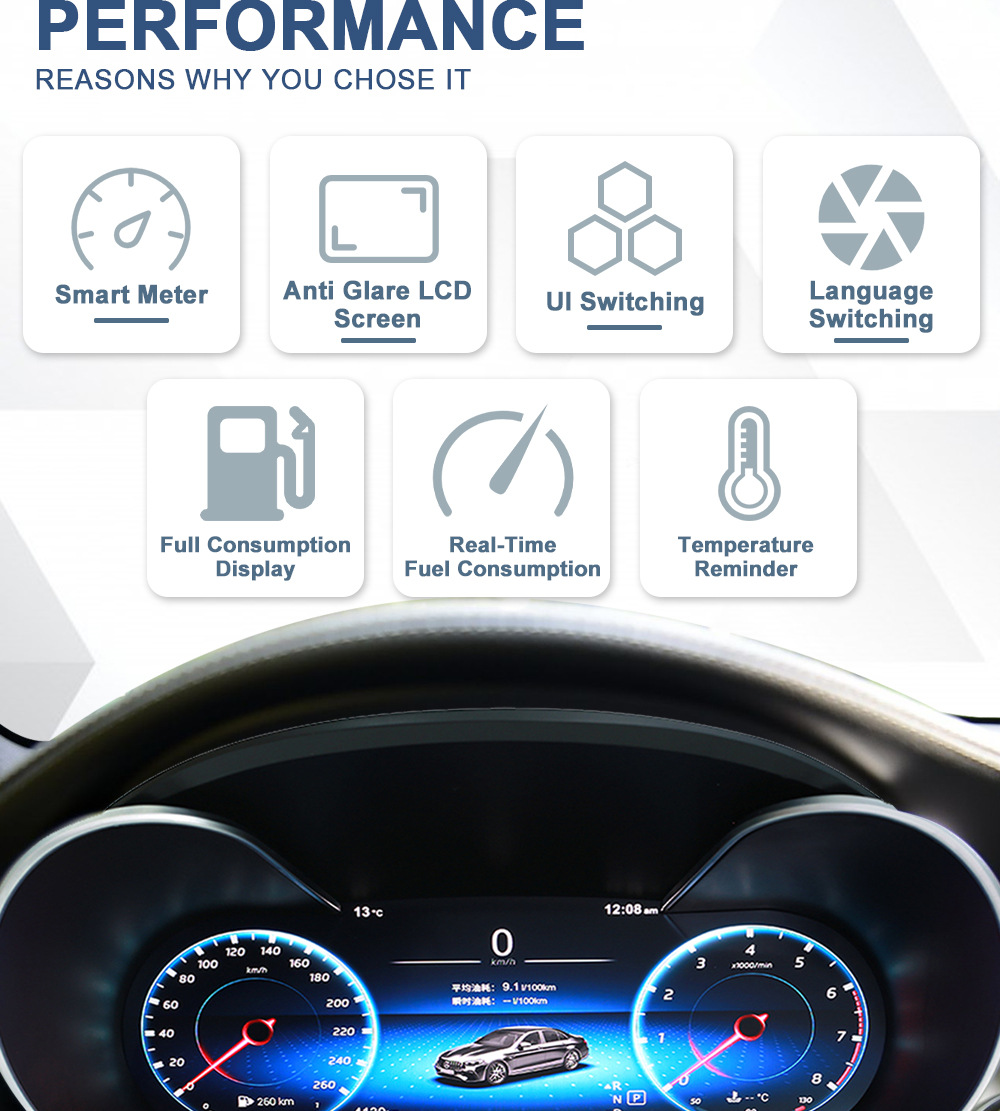 Applicable to Mercedes-Benz C- Class LCD Instrument E-Class GLC Vito W204 W205 W253 W212 Full LCD Instrument Panel