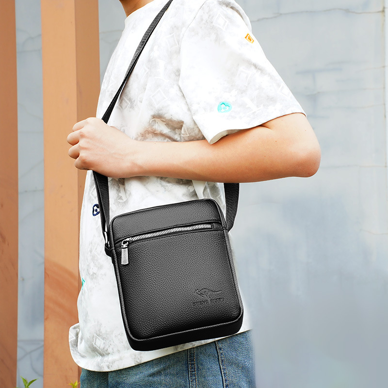 Bolso de cuero, bolso para hombre, bolso de hombro de negocios, bolso cruzado para hombre, estilo vertical de cuero suave, mochila pequeña y ligera, bolso para hombre, simple e informal