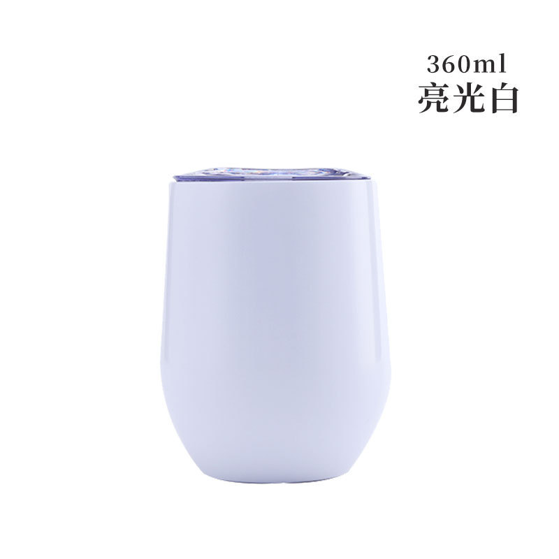 Taza de cáscara de huevo de 12oz transfronteriza regalo de doble capa de acero inoxidable copa de vino tinto taza de vientre grande aislamiento al vacío en forma de U swig pollo