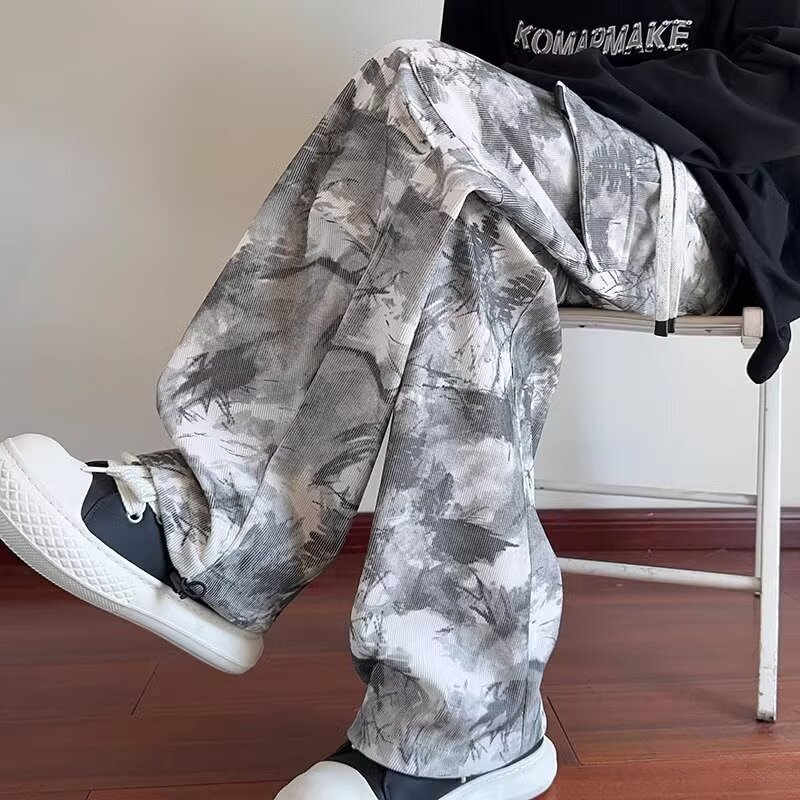 Ink Tie-Dye Camouflage Cargo Pants for Boys, Autumn and Winter Sweatpants, Loose Straight Casual Long Pants, Wide-Leg Sports Pants Ink Tie-Dye Camouflage Cargo Pants for Boys, Autumn and Winter Sweatpants, Loose Straight Casual Long Pants, Wide-Leg Sports Pants