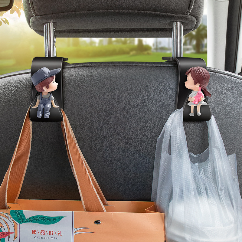 [Colección de ganchos de pareja] Enganchos de coche de dibujos animados lindos tridimensionales en el automóvil, accesorios para automóviles, asientos con ganchos en el respaldo de la silla
