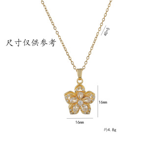 Necklace with zircon, fashionable design pendant stainless steel, internet celebrity, flowered 5