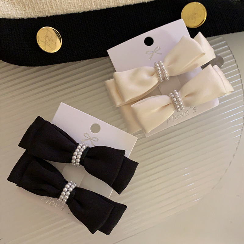 Koreanische Satin Textur Retro Französisch Perle Bogen Haarnadel 2024 Frühen Herbst Vielseitig Entenschnabel Clip Neue Haar Zubehör_voghion.com