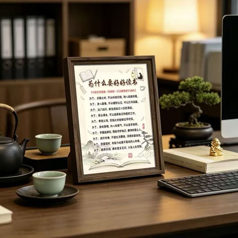 Why should we study hard? Motivational desk decor, dark wood-colored photo frame, suitable for study rooms, offices, and as a Teacher's Day gift Why should we study hard? Motivational desk decor, dark wood-colored photo frame, suitable for study rooms, offices, and as a Teacher's Day gift