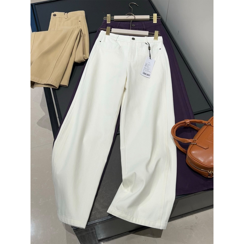 Pure Cotton with High Quality! Simple and Stylish, Comfortable Two-Tone Single-Button Pants with Vertical Pockets, Straight-Leg Casual Denim Trousers Pure Cotton with High Quality! Simple and Stylish, Comfortable Two-Tone Single-Button Pants with Vertical Pockets, Straight-Leg Casual Denim Trousers