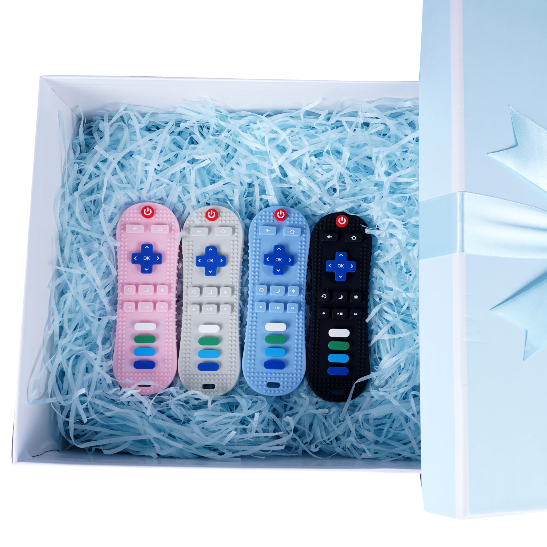 Personalizado suave bebé dentición juguetes de silicona bebé remoto