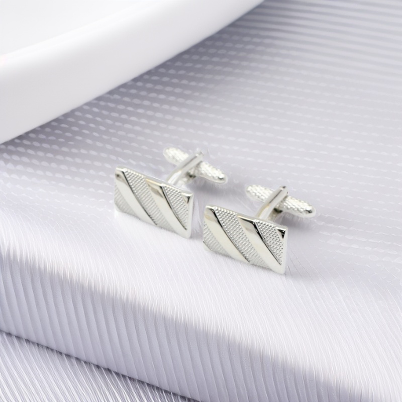 Rectangular Twill Style Men's Cufflinks, Stripesd Metal French Shirt Cuffs, Buttons Source Factory Direct Sales