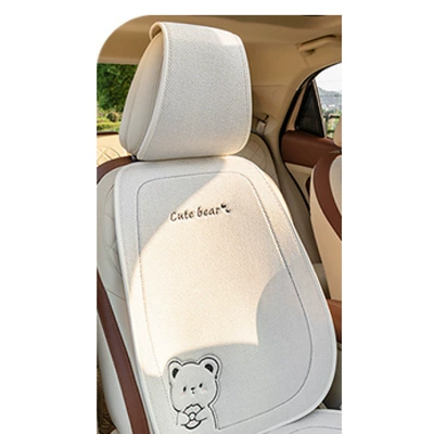 Seat cushion, seat cover: New Linen Donut - off-white-1-piece-split-headrest-with-hood-general