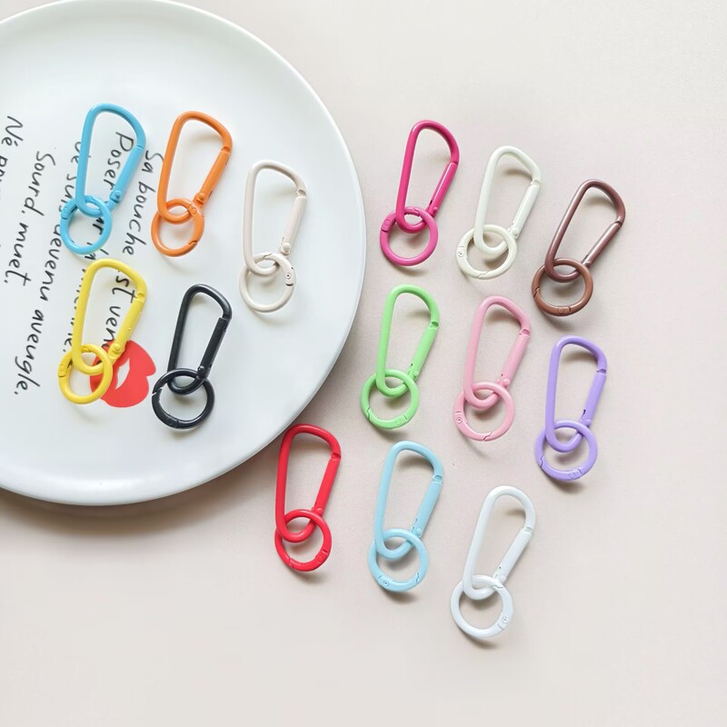 Creative color aluminum alloy D word mountaineering buckle with spring buckle diy key ring jewelry accessories key pendant wholesale