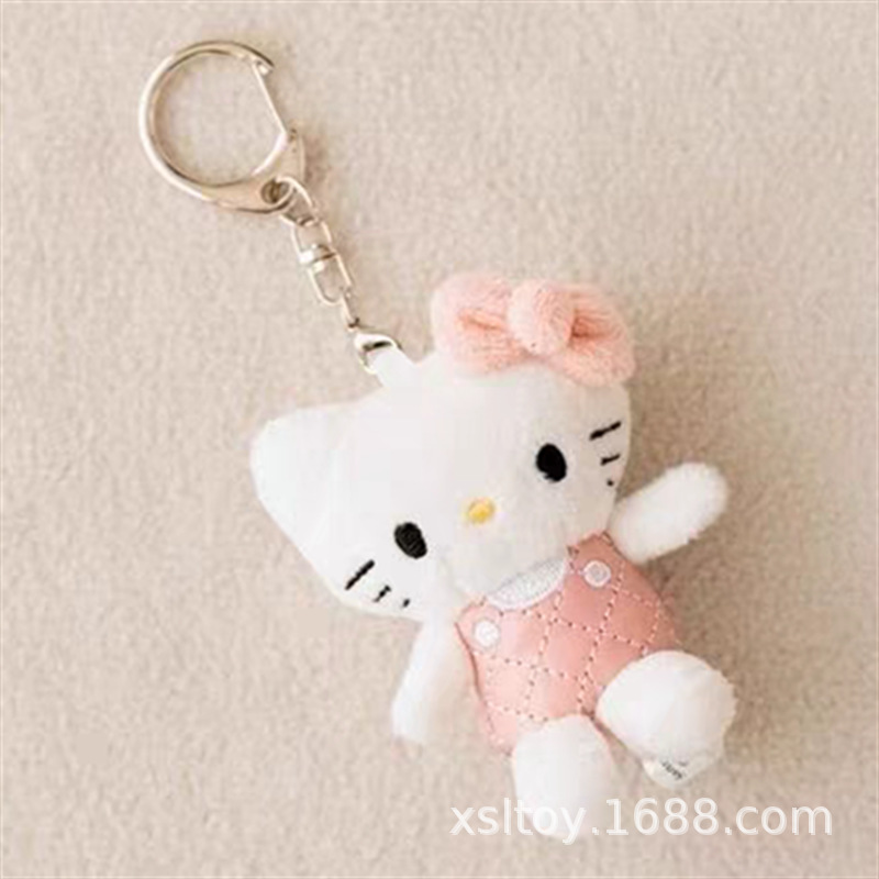 迷你-粉菱格背带裤