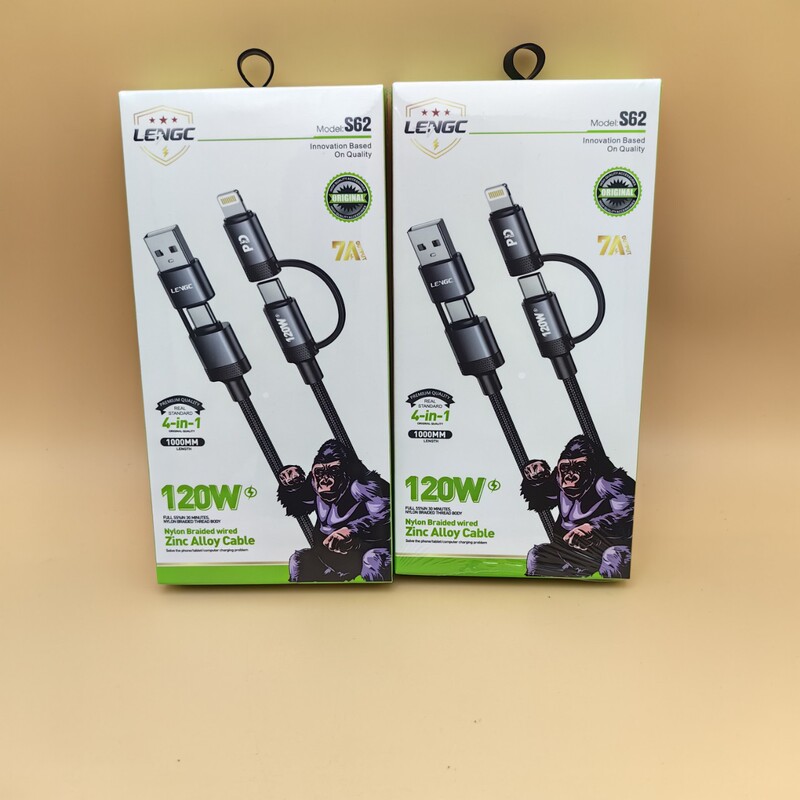 Cross-Border Applicable Apple Pd Fast Charging USB Data Cable, Dual C to C Braided 120W Four-In-One Flash Charging Cable
