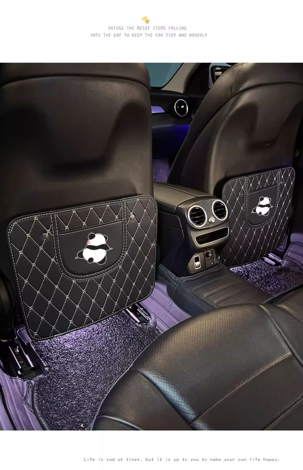 Cute Car Anti-Kick Mat, Universal Rear Seat Anti-Wear Mat, Car Cartoon Seat Protector, Children's Car Back Seat Storage