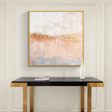 装饰画客厅抽象玄关北欧简美轻奢粉色肌理金箔手绘油画沙发背景墙