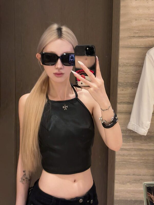 Niche Short Slim Fit Lace-Up Summer New Design Suspender American Hot Girl Vest Sexy Backless Top for Outer Wear