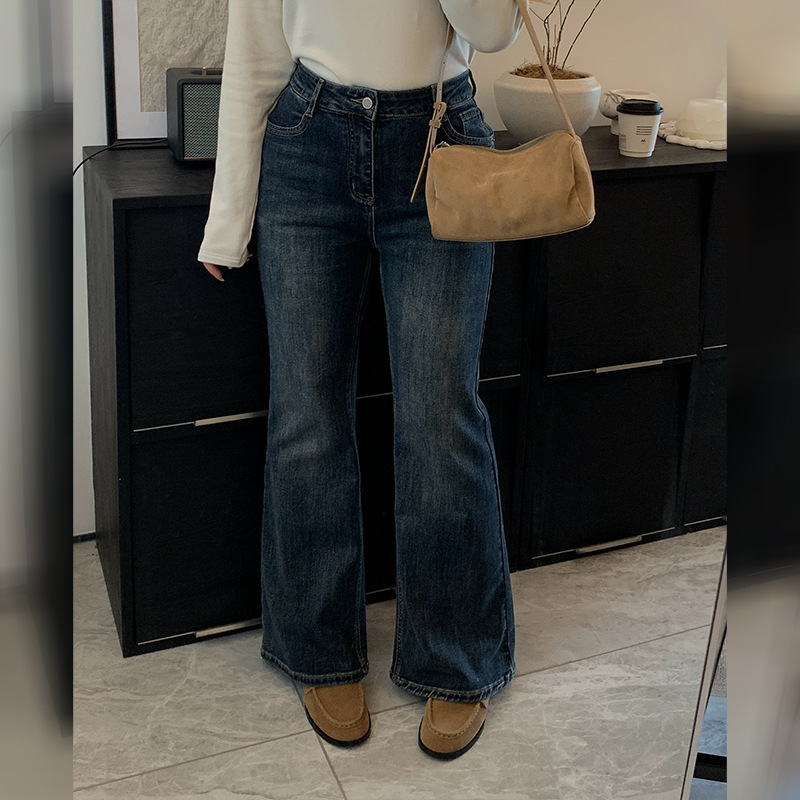 DD2026 Autumn New Collection Plus Size Women's High-Waisted Stretch Casual Retro Flared Jeans YC601