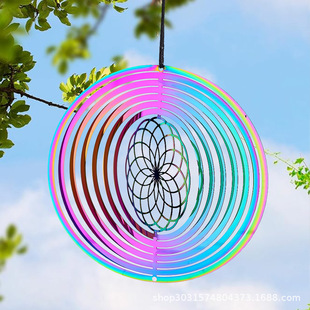 3D Gradient Color Mandala Rotary Wind Chimes Life Flower Dream Catcher Sun Catcher Outdoor Garden Courtyard Decoration