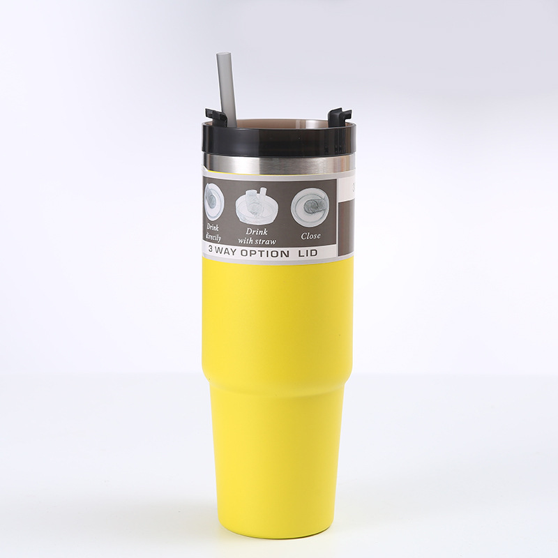 Vacuo transfronterizo 30oz tazas de automóviles de gran capacidad 304 acero inoxidable vacío de automóviles aislamiento frío hielo taza de paja al por mayor