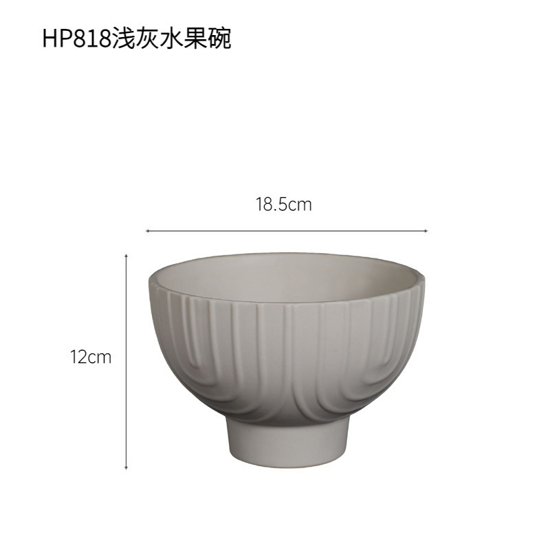 Simple y moderno plato de frutas de cerámica de color crema tazón de frutas de estilo francés mesa de comedor mesa de té mesa de almacenamiento decoración artística