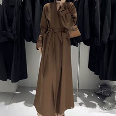 【2694人コレクション】欧品感ストラップウエスト中コート風衣女2024秋のゆるいデザイン感がある時