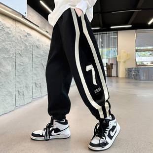 Boys' pants spring and autumn clothing 2024 new medium and big children's casual sports trousers fashion brand children's loose trousers wholesale