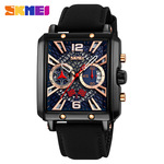 时刻美新款男士手表机械镂空表盘方形男表石英表日期秒表计时男表