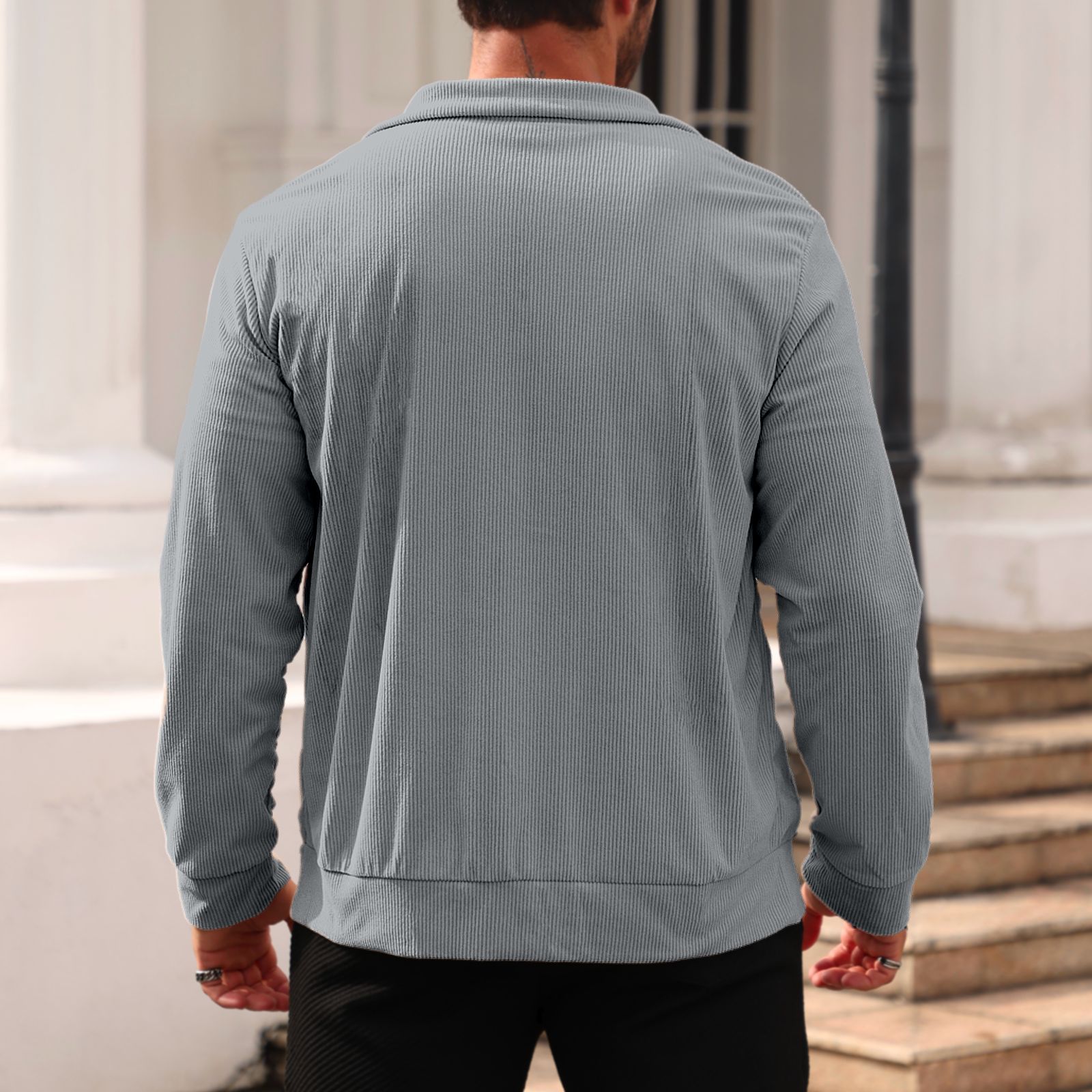 Monochrome Man- 2026 European American Cross-Border Men's Sweatshirt, Autumn And Winter Corduroy Buttoned Work Jacket, Multi-Pocket_voghion.com