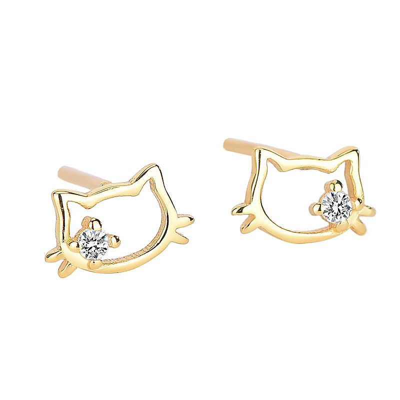 1 Pair Cartoon Style Animal Inlay Sterling Silver Artificial Diamond Ear Studs display picture 1