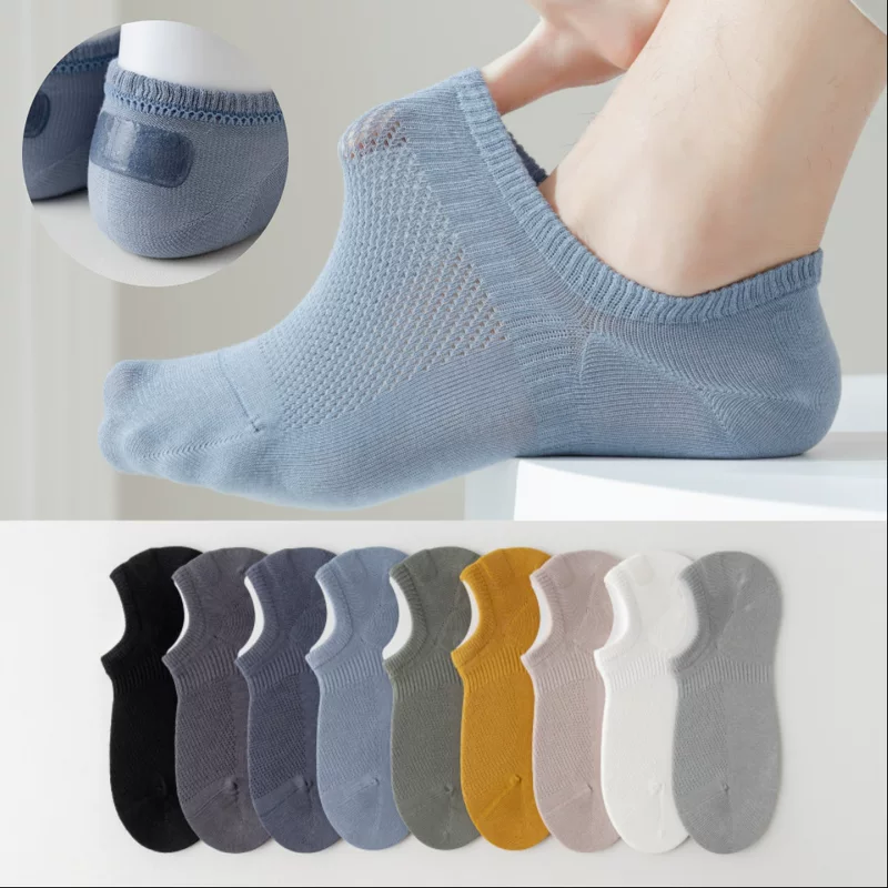 Colored cotton summer thin non-slip invisible socks