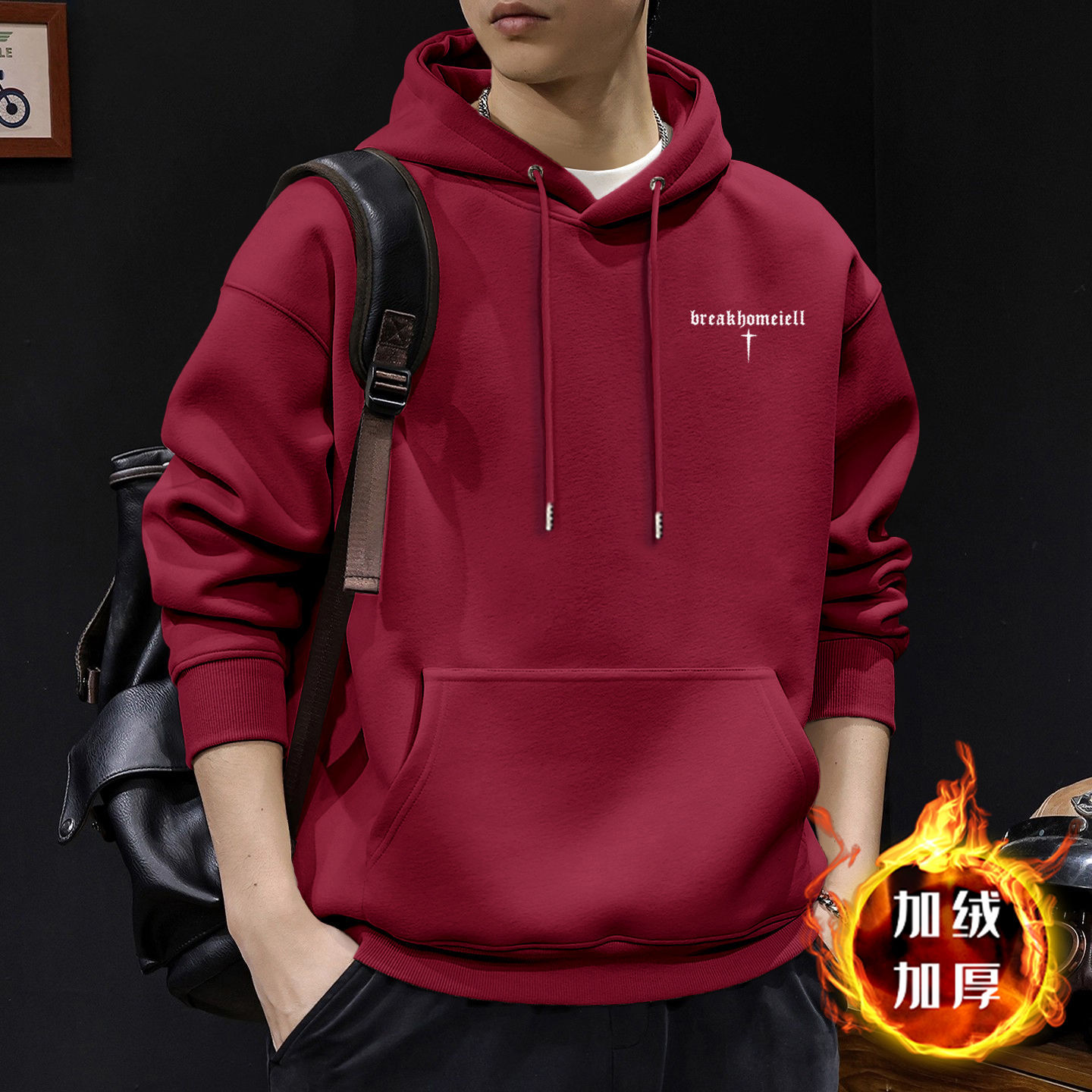 420g estilo japonés guapo chaqueta impresa con capuzas primavera y otoño suelta chaqueta de pareja de estudiantes