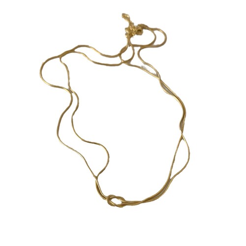 Stainless Steel Valentine's Day Knot Snake Chain Necklace Hand-Knotted Clavicle Chain Herringbone Bracelet Gold-Plated Jewelry with Color Retention