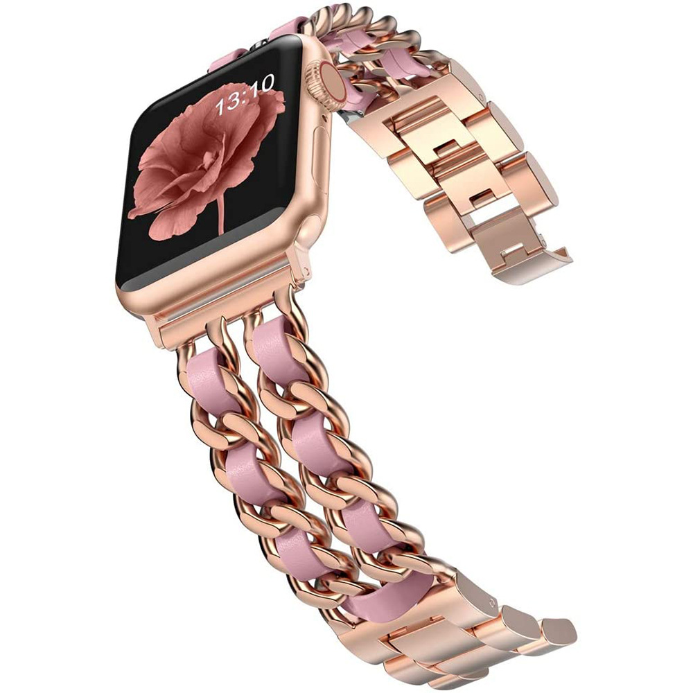 适用苹果Apple Watch表带小香风iwatch8金属不锈钢牛仔链腕带现货-阿里巴巴