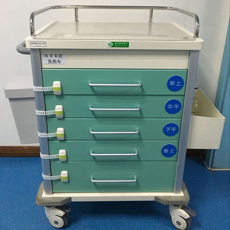 Hospital 304 Stainless Steel Medicine Vehicle Green Medicine Vehicle Medical Silent Hand -Press Care Vehicle Nursing Vehicle 3