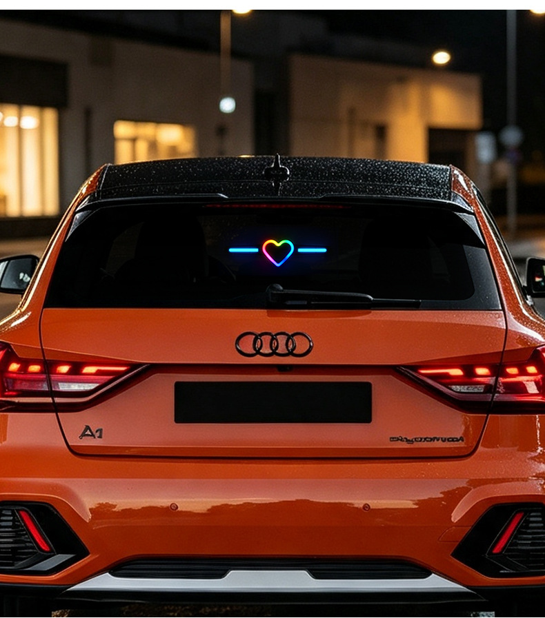 Car Solar-Powered Smart Driving Heart-Shaped Blue Light - No Modification Required, Interior Decorative Ambient Light, Anti-Collision Warning Light