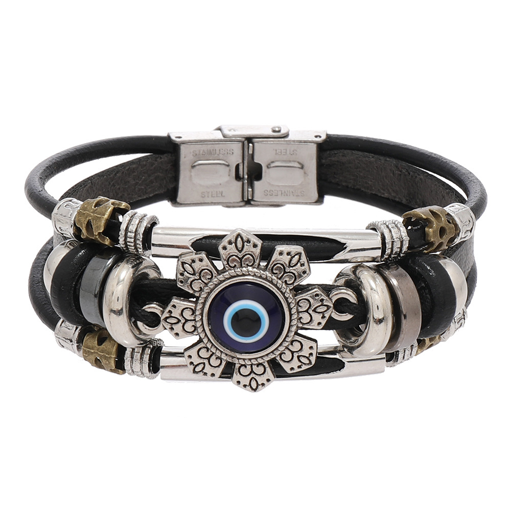 Retro Eye Alloy Leather Unisex Bracelets display picture 1