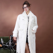仿皮草短外套女设计感小众复古中长款皮毛一体加厚保暖气质大衣冬