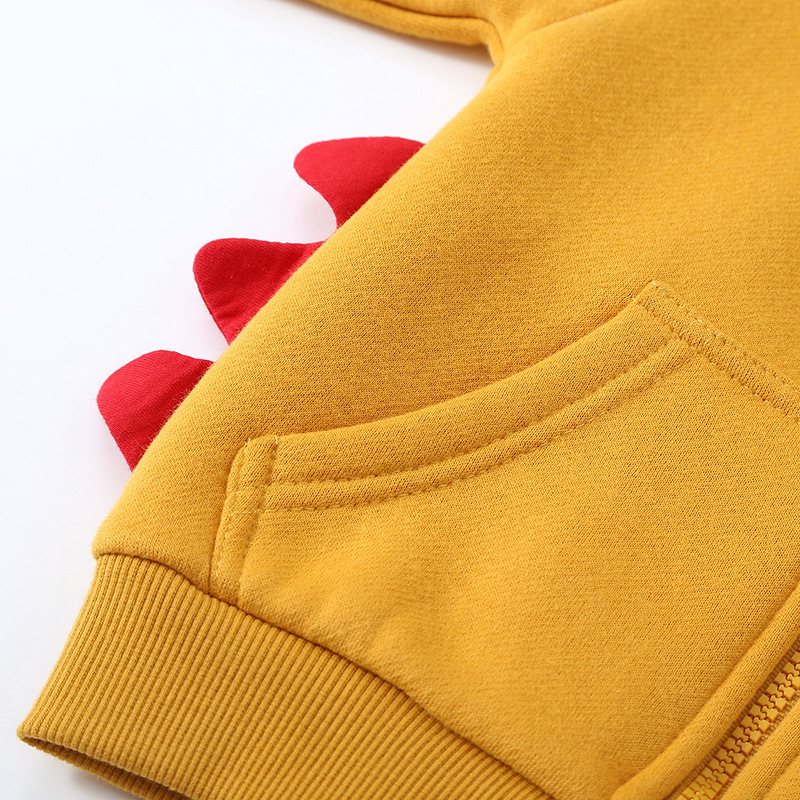 Ropa para niños estilo coreano nueva chaqueta de lana para niños bebé suéter con capucha dinosaurio moda de invierno entrega de una pieza para niños