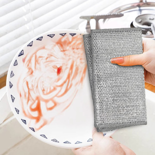 Internet celebrity style silver silk cloth steel wire dish cloth daily cleaning cloth kitchen dish cloth mesh wire cloth